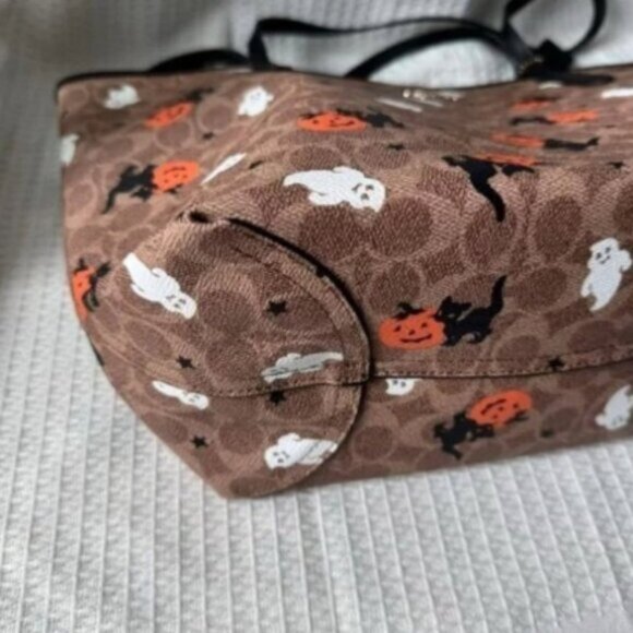 Coach Brown Halloween Tote with Black Handles - Picture 6 of 8